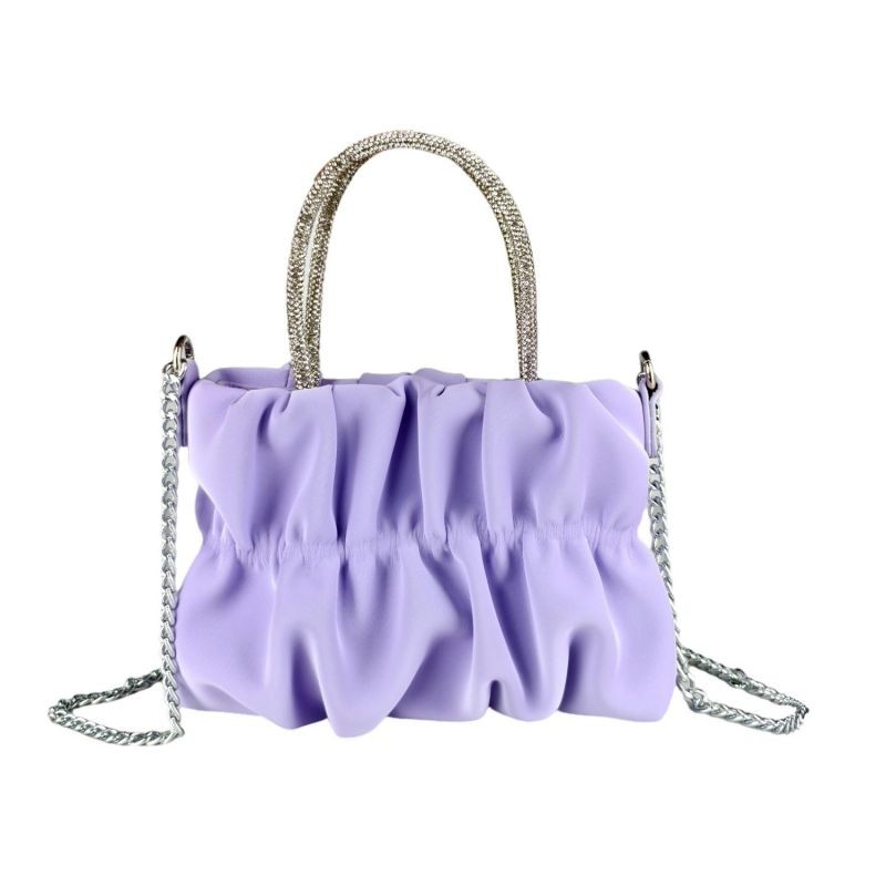 MEL JUN Fashion fresh diamond bag women 2024 new candy-colored pleated small square bag foreign style crossbody bag