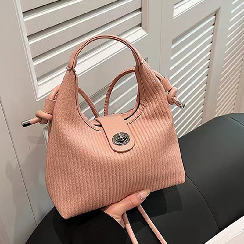 MEL JUN Senior sense retro Maillard hand bag bag female 2023 new fashion autumn and winter shoulder bag crossbody bucket bag