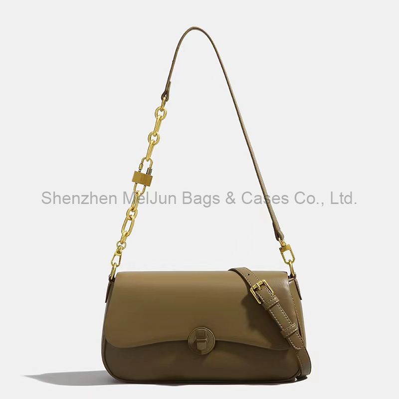 MEL JUN High-grade leather skew bag female 2024 autumn and winter new retro small square bag foreign style all shoulder armpit bag