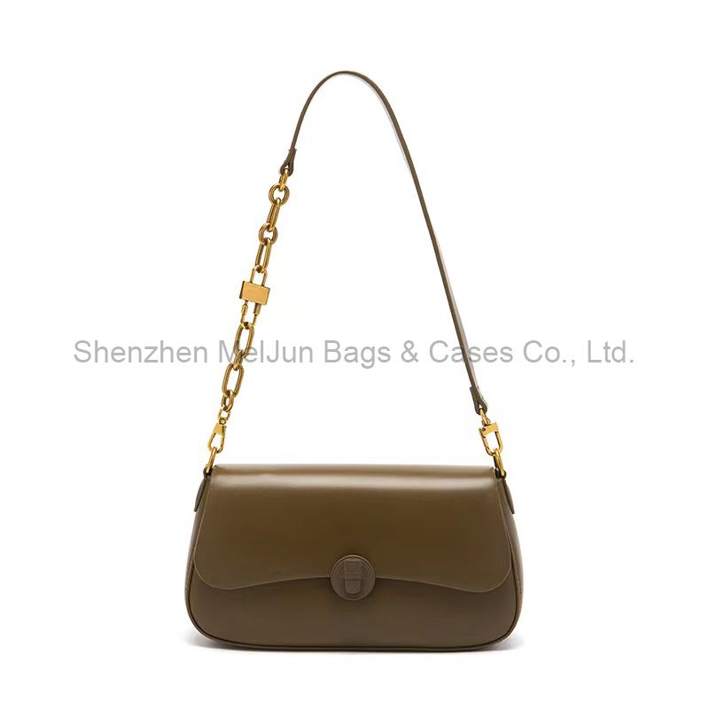 MEL JUN High-grade leather skew bag female 2024 autumn and winter new retro small square bag foreign style all shoulder armpit bag