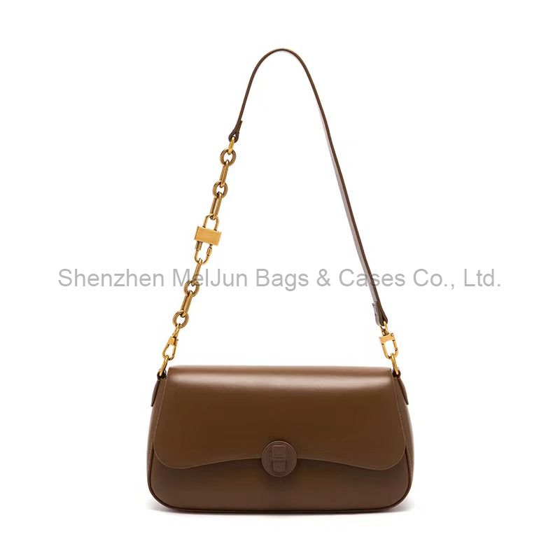 MEL JUN High-grade leather skew bag female 2024 autumn and winter new retro small square bag foreign style all shoulder armpit bag