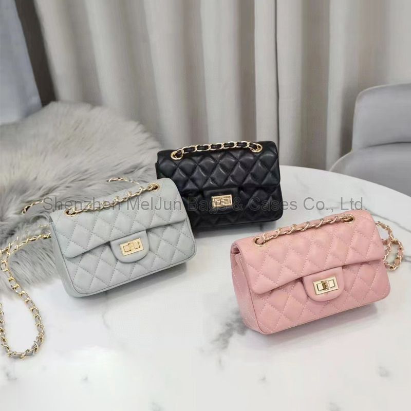 MEL JUN Small fragrant wind diamond chain bag  Genuine leather fashion shoulder bag crossbody bag leather small square bag