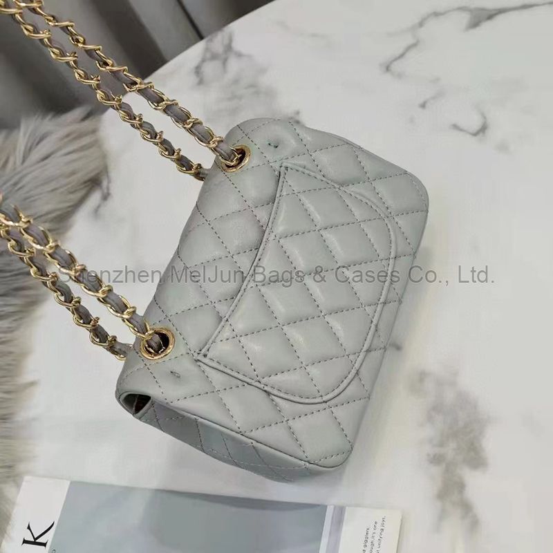 MEL JUN Small fragrant wind diamond chain bag  Genuine leather fashion shoulder bag crossbody bag leather small square bag