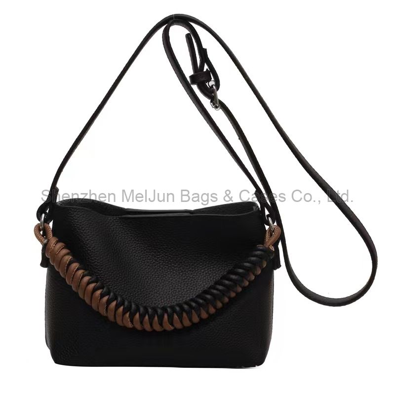 MEL JUN 2024 new leather bag women's casual large capacity handbag leather lychee grain one-shoulder diagonal bucket bag