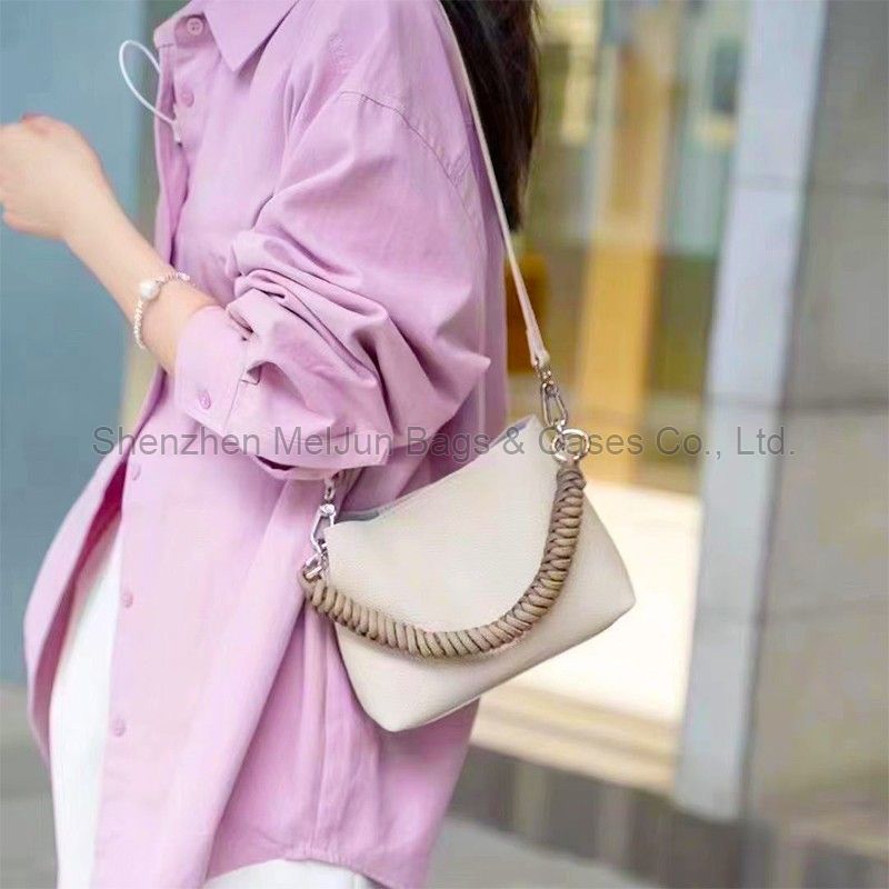 MEL JUN 2024 new leather bag women's casual large capacity handbag leather lychee grain one-shoulder diagonal bucket bag