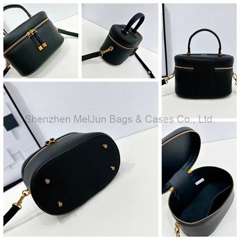 2024 autumn and winter new cowhide box bag makeup bag single shoulder crossbody handbag fashion temperament female bag tide