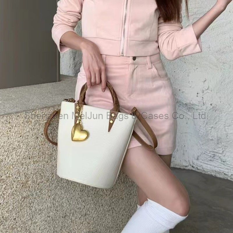 MEL JUN High appearance level high texture 2024 lychee grain bucket bag casual fashion all-in-one shoulder crossbody handbag