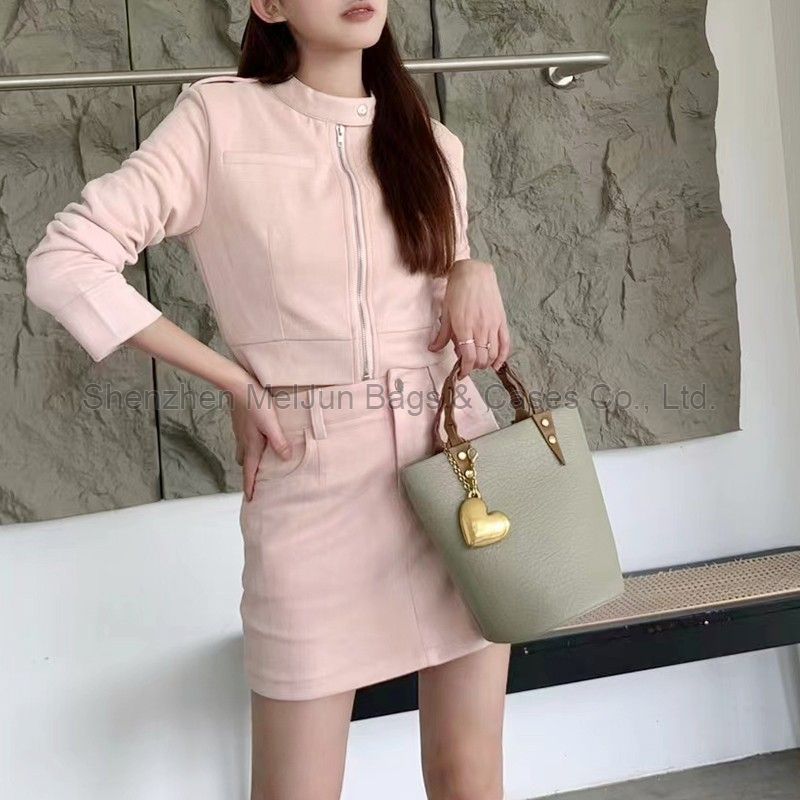 MEL JUN High appearance level high texture 2024 lychee grain bucket bag casual fashion all-in-one shoulder crossbody handbag