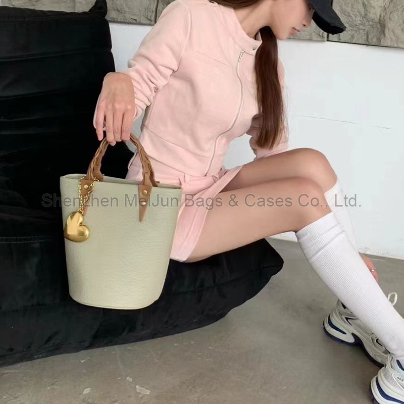 MEL JUN High appearance level high texture 2024 lychee grain bucket bag casual fashion all-in-one shoulder crossbody handbag