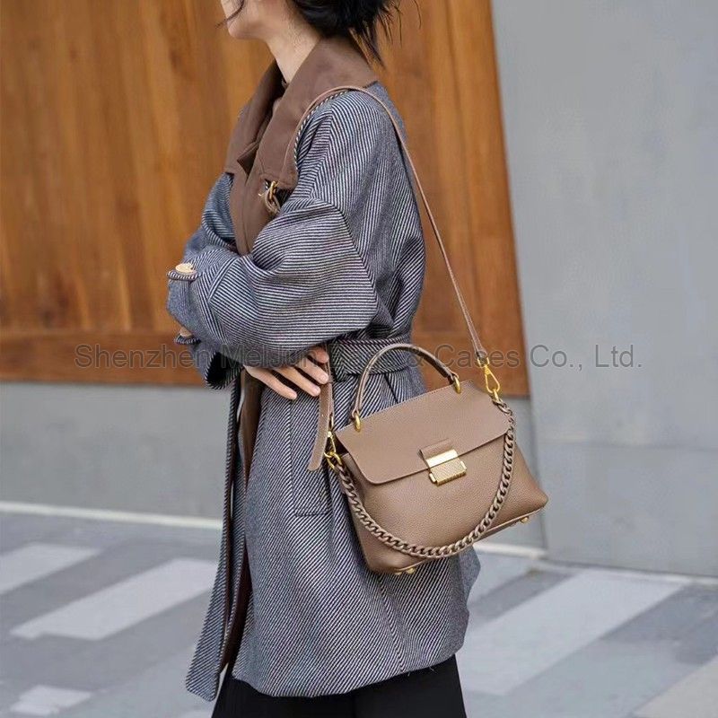 MEL JUN 2024 new leather clamshell Kelly bag niche design fashion simple locking hand bill shoulder oblique span female bag fashion