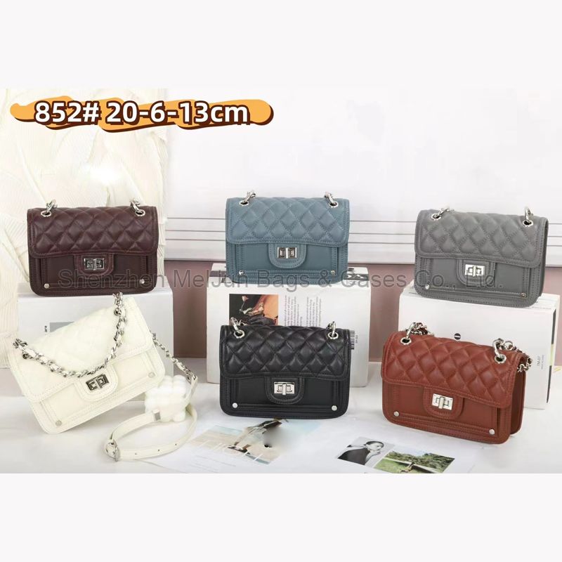 MEL JUN Premium Genuine leather Shoulder Bag Crossbody Chain Bag Cross Border top layer calfskin diamond Check Bag small square bag