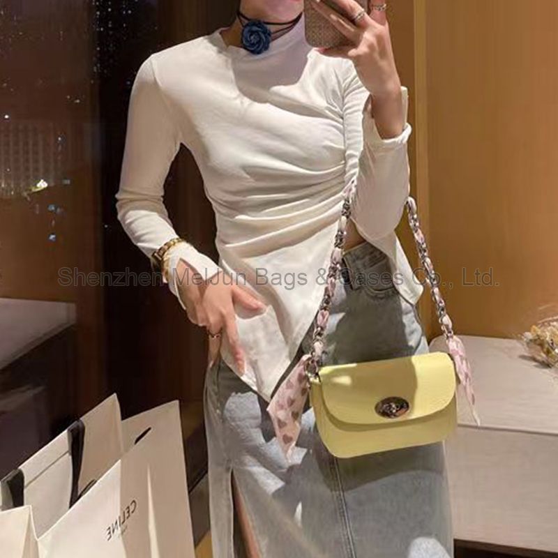 MEL JUN Premium Genuine leather small square Bag 2024 new fashion chain commuter single shoulder crossbody niche mini mobile phone bag women's bag