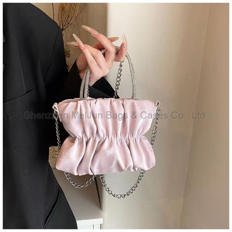 MEL JUN Fashion fresh diamond bag women 2024 new candy-colored pleated small square bag foreign style crossbody bag