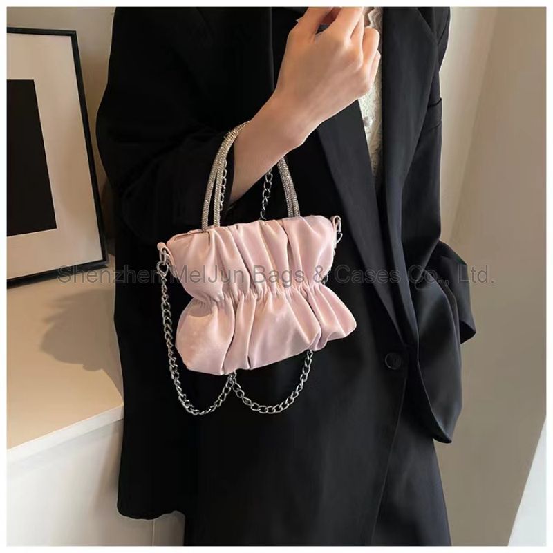 MEL JUN Fashion fresh diamond bag women 2024 new candy-colored pleated small square bag foreign style crossbody bag