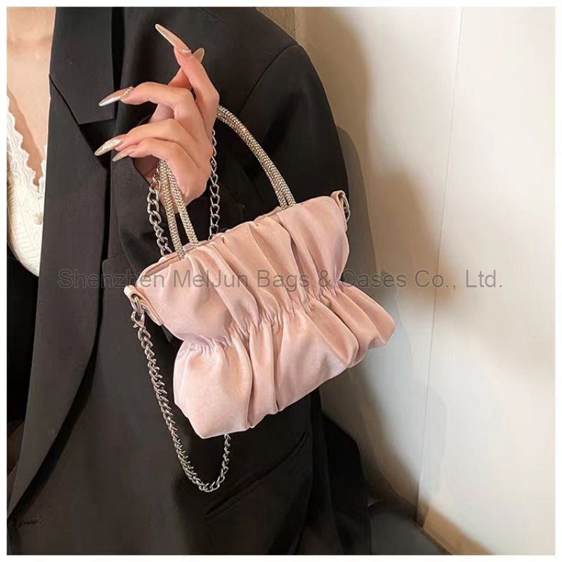 MEL JUN Fashion fresh diamond bag women 2024 new candy-colored pleated small square bag foreign style crossbody bag