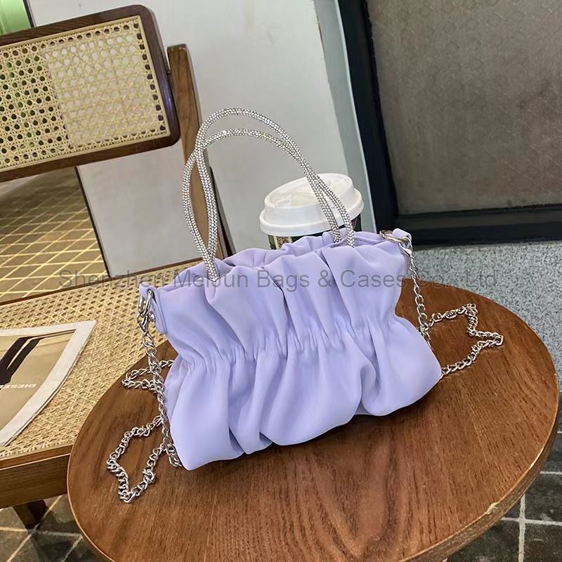 MEL JUN Fashion fresh diamond bag women 2024 new candy-colored pleated small square bag foreign style crossbody bag